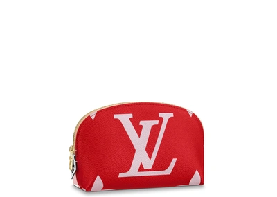 Pre-owned Louis Vuitton Cosmetic Pouch Monogram Giant Red/pink