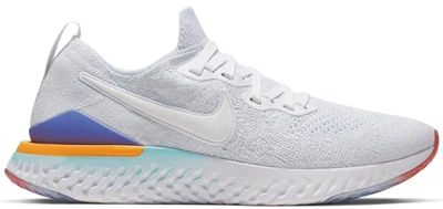 Pre-owned Nike Epic React Flyknit 2 White Hyper Jade Ember Glow (women's)  In White/white/hyper Jade-ember Glow-sapphire-laser Orange | ModeSens