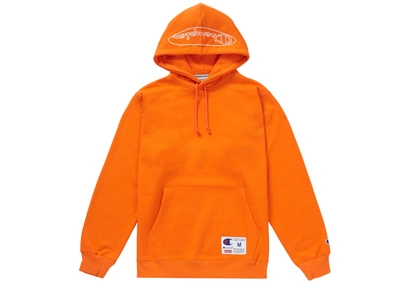 Pre-owned Supreme  Champion Outline Hooded Sweatshirt Orange