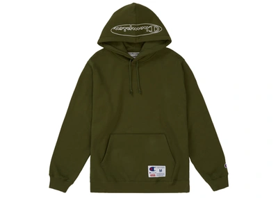 Pre-owned Supreme  Champion Outline Hooded Sweatshirt Dark Olive