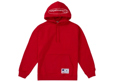 Pre-owned Supreme  Champion Outline Hooded Sweatshirt Dark Red