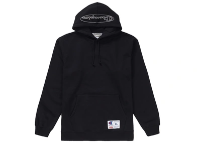 Pre-owned Supreme  Champion Outline Hooded Sweatshirt Black