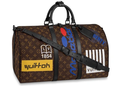Pre-owned Louis Vuitton Keepall Bandouliere Monogram Logo Story 50 Brown