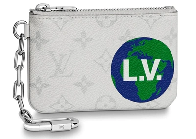 Pre-owned Louis Vuitton  Zipped Pouch Monogram Logo Story Pm White