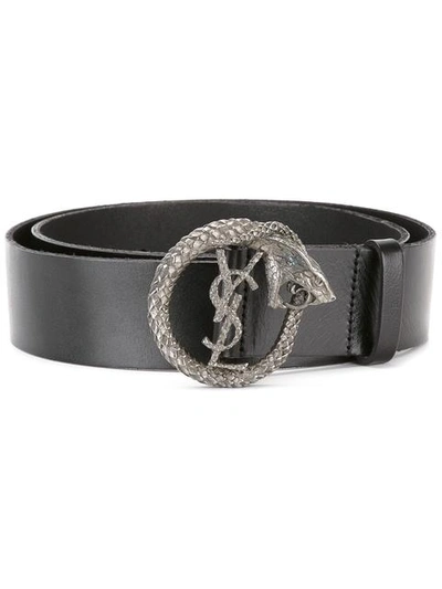 Saint Laurent Monogram Serpent Buckle Belt In Black | ModeSens