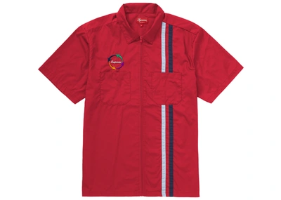 Pre-owned Supreme Zip Up S/s Work Shirt Red