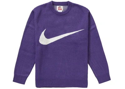 Pre-owned Supreme  Nike Swoosh Sweater Purple