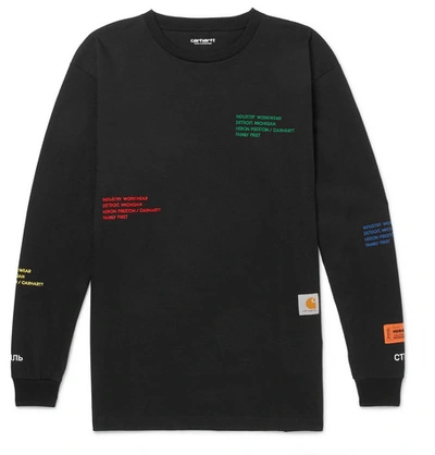 Pre-owned Heron Preston X Carhartt Oversized Embroidered L/s T-shirt Black/multicolor