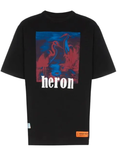 Heron Preston Heron-print Cotton T-shirt In Black