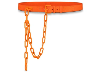 Pre-owned Louis Vuitton Signature Belt Monogram Chains 35mm Brown/orange, ModeSens