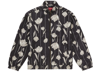 Pre-owned Supreme  Floral Silk Track Jacket Black