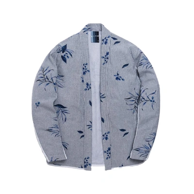 Pre-owned Kith Floral Print Seersucker Kimono Jacket Blue