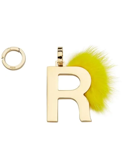 Fendi Abclick Letter R Mink Charm For Handbag, Multi In Yellow