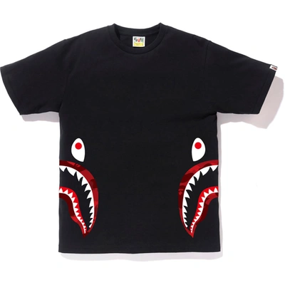 Pre-owned Bape Color Camo Side Shark Tee Black/red