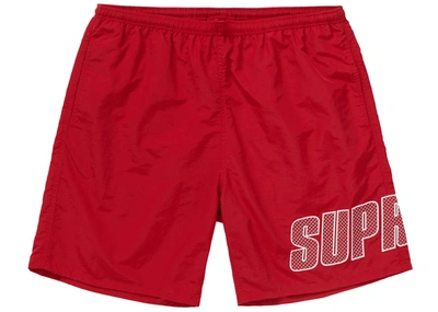 Pre-owned Supreme  Logo Applique Water Short Red