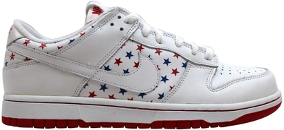 Pre-owned Nike Dunk Low 4th Of July (women's) In White/white-sport Red