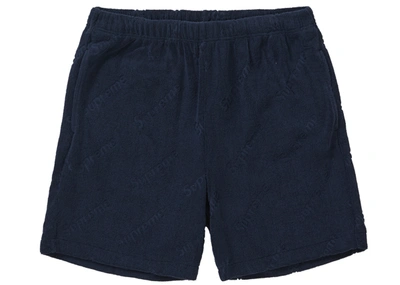 Pre-owned Supreme  Terry Jacquard Logo Short Navy
