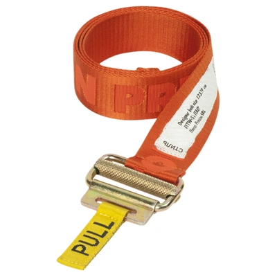 Pre-owned Heron Preston Jacquard Tape Belt (ss19) Dark Orange