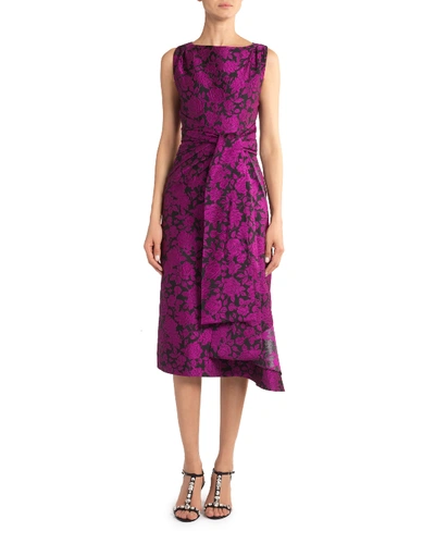 Erdem Floral Jacquard Sleeveless Dress In Black/purple