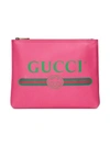Gucci Print Leather Medium Portfolio In Pink