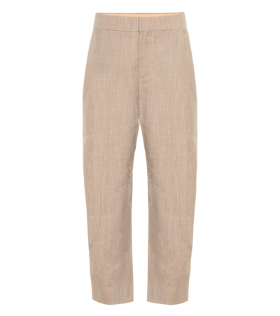 Chloé Cropped High-rise Stretch-wool Pants In Beige