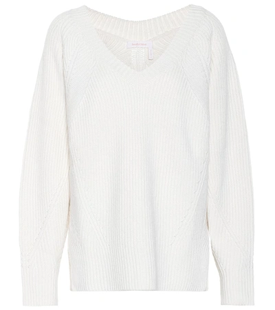 See By Chloé Ribbed-knit Wool-blend Sweater In Ivory