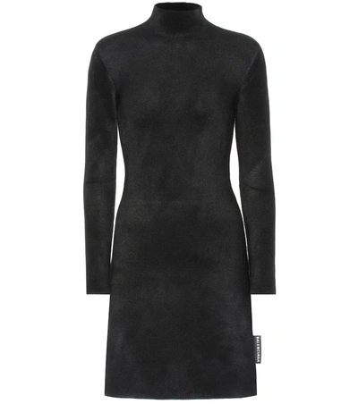 Balenciaga Fleece Minidress In Black
