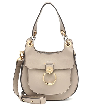 Chloé Tess Hobo Small Leather Shoulder Bag In Motty Grey