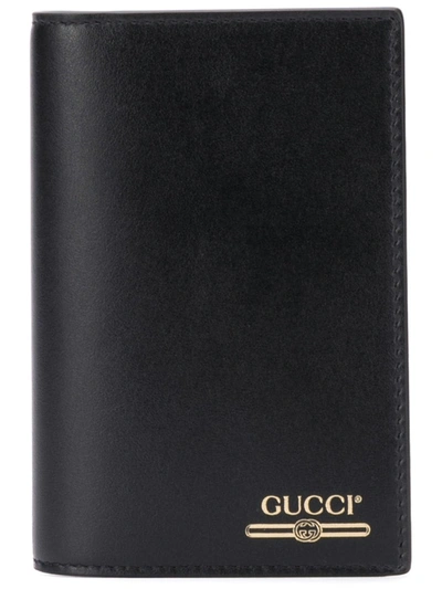 Gucci Printed Logo Bi-fold Wallet In Black