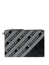 Givenchy Striped Logo Crackled Leather Pouch In Black