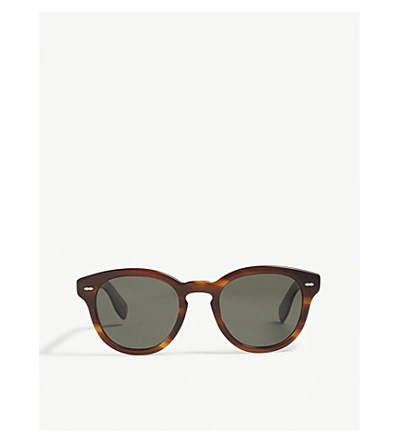 Oliver Peoples Cary Grant Oval Polarized Acetate Sunglasses In Brown