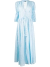 Cult Gaia Willow Ruched Cotton-blend Maxi Dress In Light Blue