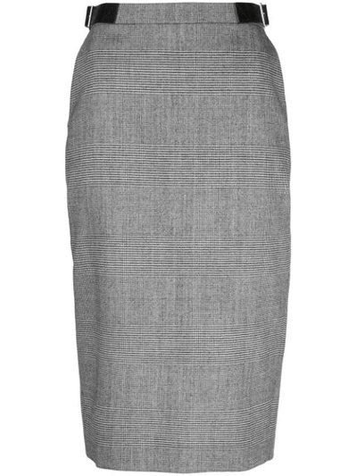 Altuzarra Bolan Leather-trimmed Prince Of Wales Checked Wool-blend Skirt In Black / White