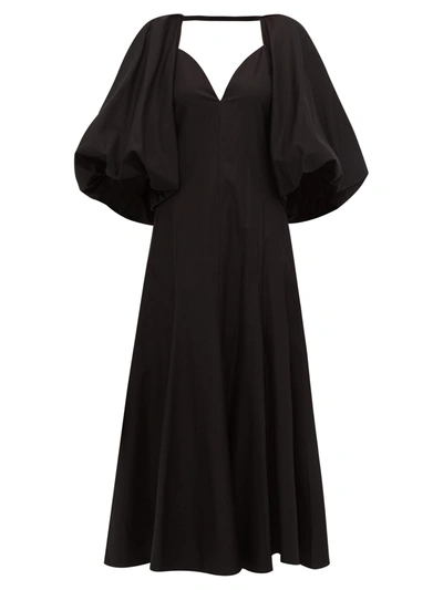 Khaite Joanne Balloon-sleeve Cotton Maxi Dress In Black