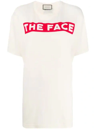 Gucci The Face-print Cotton Jersey T-shirt In Neutrals