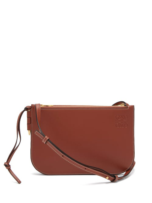 Loewe Gate Doublezip Leather Crossbody Bag In Brown ModeSens