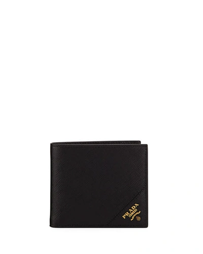 Prada Men's Saffiano Leather Wallet In Black