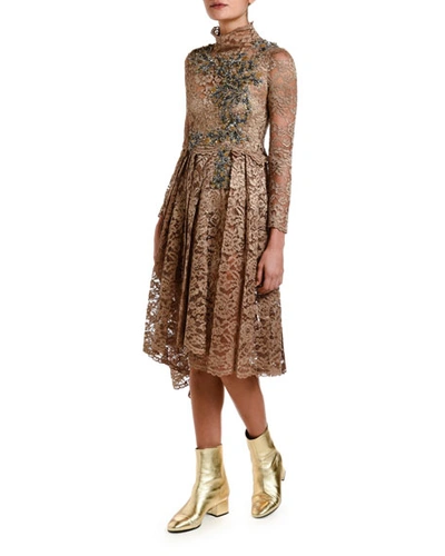 Antonio Marras Lace Dirndl-skirt Dress In Beige