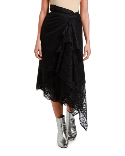 Antonio Marras Asymmetric Lace Wrap Skirt In Black