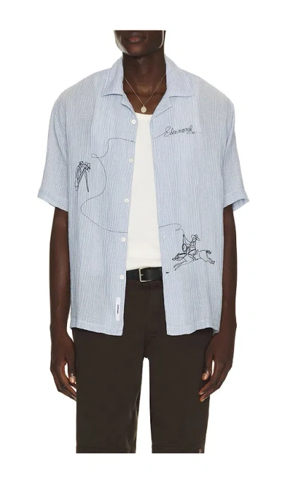 Edmmond Studios Western Shirt In Plain Dark Blue