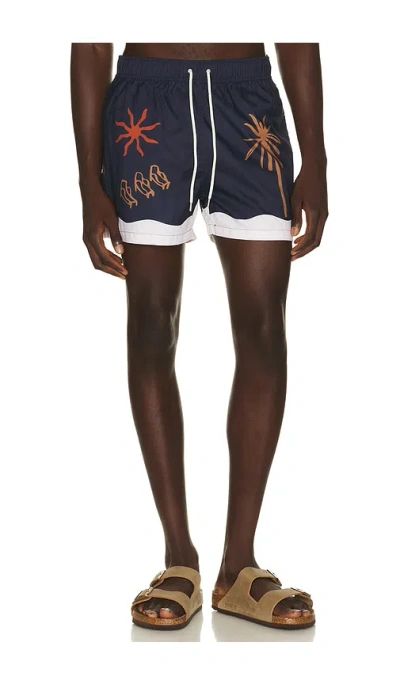 Edmmond Studios Resort Swim Shorts In Plain Navy