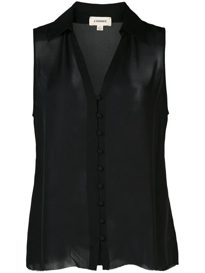 L Agence L'agence Tanya Button Loop Blouse In Black