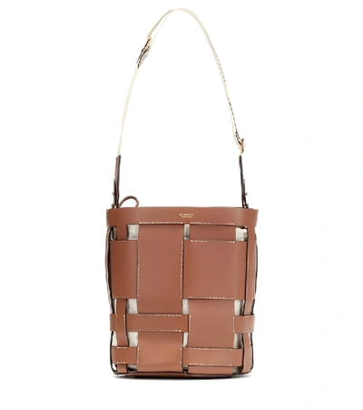 Burberry Small Foster Leather Bucket Bag In Brown