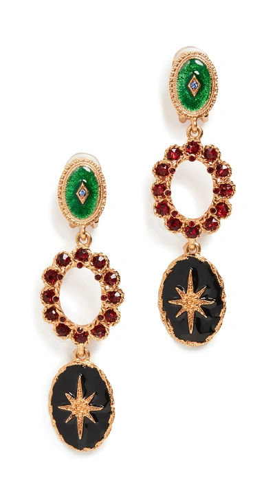 Oscar De La Renta Triple Drop Earrings In Gold Multi