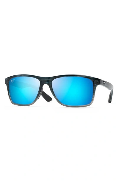 Maui Jim Onshore Polarized Rectangular Sunglasses, 58mm In Blue Mir Pol