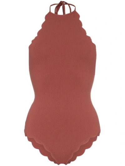 Marysia 'mott' Scalloped Halterneck One-piece Swimsuit In Pink