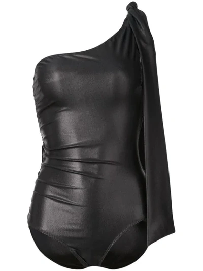 Lisa Marie Fernandez 'arden' Tie One-shoulder Ruched One-piece Swimsuit In Black