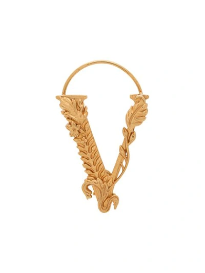 Versace V-shape Clip-on Ear Cuff In Gold,crystal