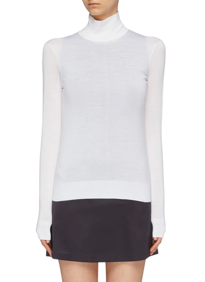 Theory Wool Blend Turtleneck Sweater In White