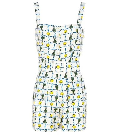 Staud 'pomelo' Print Belted Linen Sleeveless Rompers In Multi